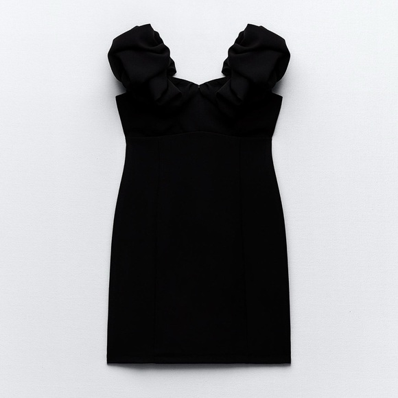 ZARA Balloon Sleeve Mini Dress - Picture 1 of 2